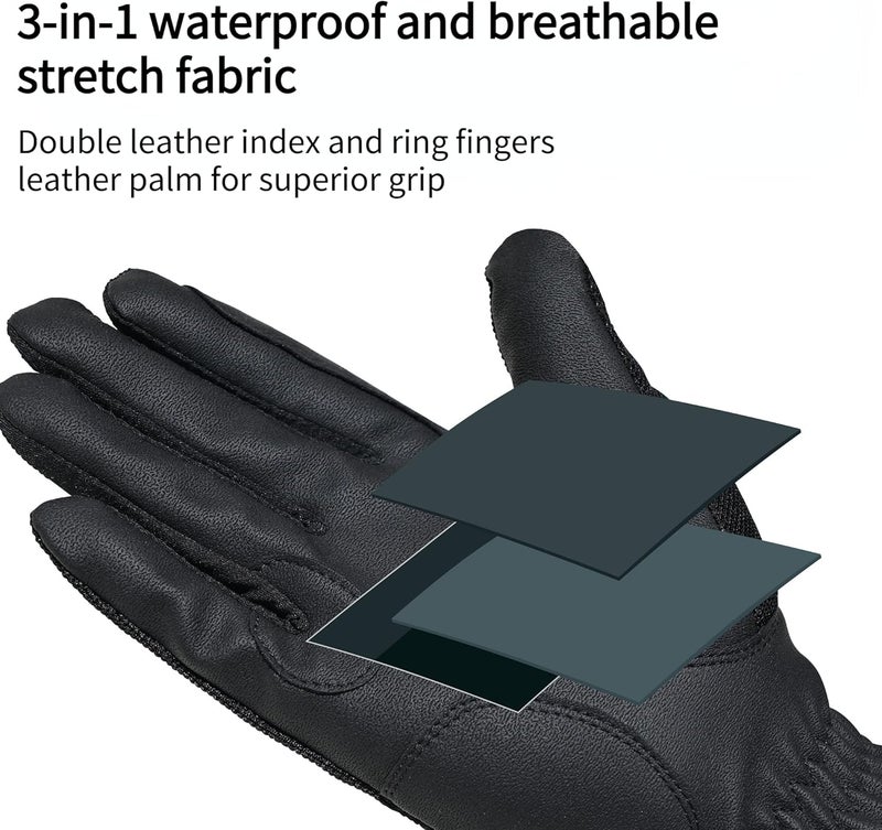 ONNAS Equestrian Riding Gloves, Touch Screen, Double-Layer PU Fingers, Hook & Loop Wrist - Ideal for Horse Riding, Boating, Gardening, Cycling & Driving - Image 3
